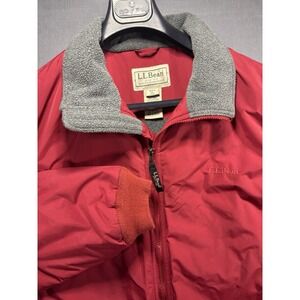 Vintage LL Bean Bomber Puffer Jacket Men's XL Tall Nylon Red Fleece Lined 0UF44